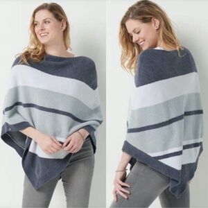 Barefoot Dreams Cozy Chic Ultra Lite Blue Stripe Ocean Breeze Poncho OS